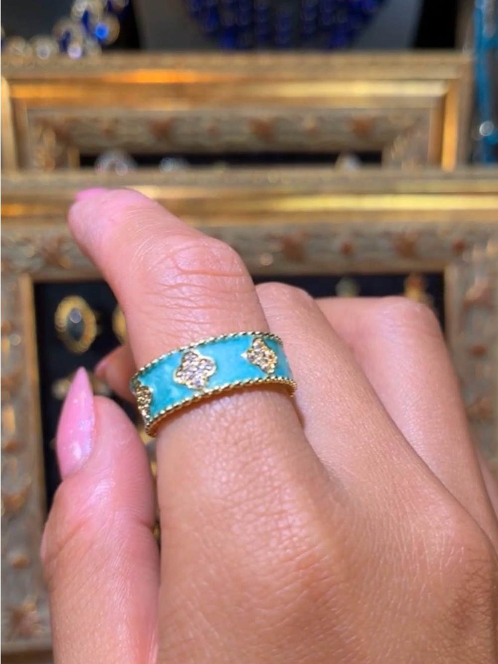 Gold Filled Accent Enamel Ring - Women Jewelry